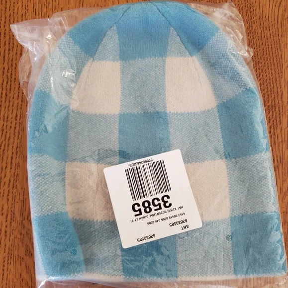 Kerri Rosenthal Handle with Care Cashmere Beanie - light blue check/plaid - Picture 6 of 11